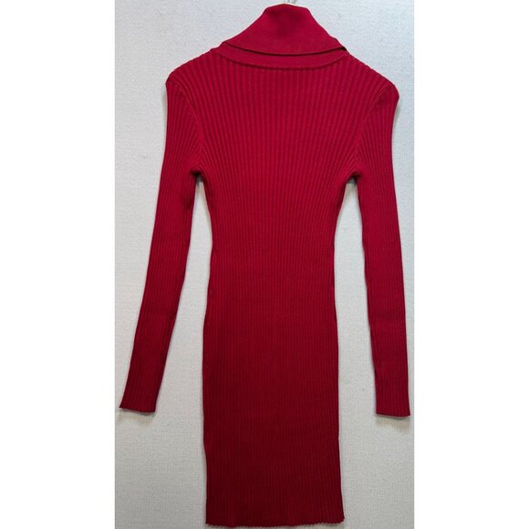 V28 Women's Turtle Neck Bodycon Sweater Dress Knit Long Sleeve Size Small Red - Picture 2 of 12